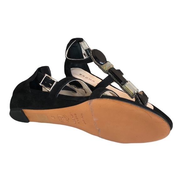 Sacha London Jewel Low Wedge Suede Sandal Made in Spain - Picture 6 of 7